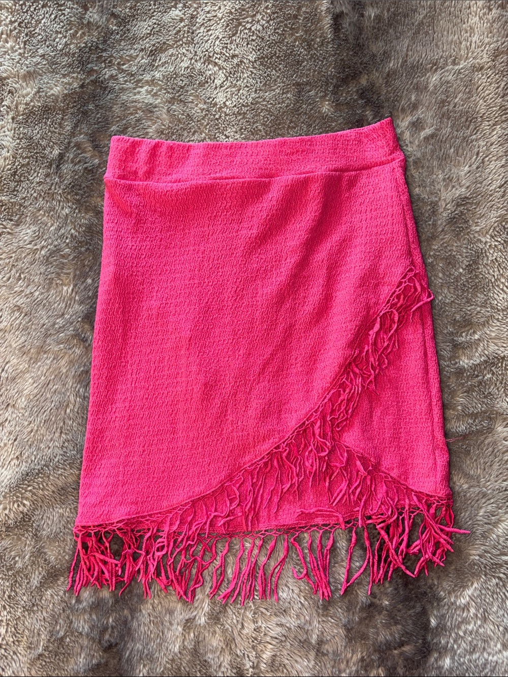 SHEIN Fuchsia Fringe Wrap Skirt 💖
